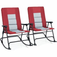 Gymax Set of 2 Padded Folding Rocking Chairs Patio Garden Yard Camping Red/Blue Red