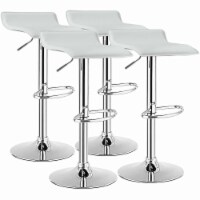 Set of 4 Swivel Bar Stool PU Leather Adjustable Kitchen Counter Bar Chair White