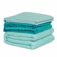 15lbs Heavy Weighted Blanket 3 Piece Set w/Hot & Cold Duvet Covers 60''x80'' Green