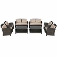 Gymax 8pcs Patio Rattan Conversation Set Cushioned Outdoor Furniture Set