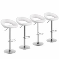 Set of 4 Adjustable Bar Stools Swivel Pub Chairs Barstools PU Leather White
