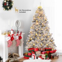 7.5 FT Silver Tinsel Christmas Tree Artificial Hinged Tree Holiday Decoration