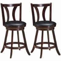 Set of 2 Swivel Bar stool 24'' Counter Height Leather Padded Dining Kitchen Chair