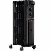 1500W Oil Filled Radiator Heater Space Heater w/ 3 Heat Settings Black/White Black
