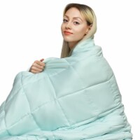 Gymax 7-20 lbs Cooling Weighted Blanket Luxury Cooler Version Light Green 60'' x 80'' 15 lbs