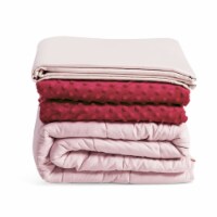 7 lbs Heavy Weighted Blanket 3 Piece Set w/ Hot & Cold Duvet Covers 41''x60'' Pink