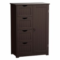 Wooden 4 Drawer Free Standing Bathroom Floor Cabinet Adjustable Storage Cupboard