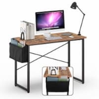 Modern Computer Desk 40''/47'' Study Writing Table w/ Storage Bag Rustic Brown 40''