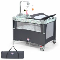 5-in-1 Baby Beside Sleeper Bassinet Portable Crib Playard w/Diaper Changer Gray
