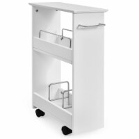 Gymax Slim Rolling Storage Cart 3-Tier Bathroom Cabinet Mobile Shelving Unit w/ Handle
