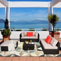 Gymax 6PCS Rattan Patio Sectional Sofa Set Outdoor Furniture Set w/ Cushions