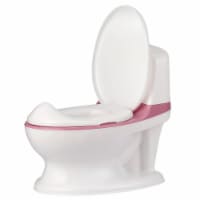 Gymax Realistic Potty Training Toilet Kids Toddlers w/ Flush Sound Blue/Gray/Pink Pink
