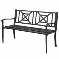 Park Yard Garden Bench Porch Chair Patio Outdoor Furniture w/ Steel Frame