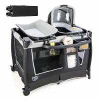 4-in-1 Convertible Portable Baby Playard Newborn Napper w/ Toys & Music Gray