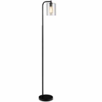 Industrial Floor Lamp w/ Glass Shade Indoor Modern Tall Pole Lamp for Office