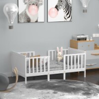 Gymax 2-in-1 Convertible Toddler Bed Kids Wooden Bedroom Furniture w/ Guardrails White