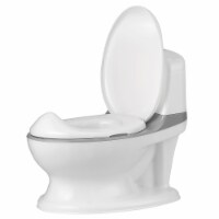 Gymax Realistic Potty Training Toilet Kids Toddlers w/ Flush Sound Blue/Gray/Pink Grey