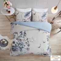 Gracie Mills 3 Piece Cotton Printed Duvet Cover Set Blue Full/Queen