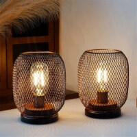 JHY DESIGN Set of 2 Metal Cage LED Lantern Battery Powered,Cordless Accent Light with LED.