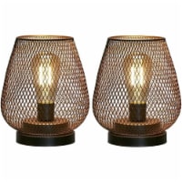 JHY DESIGN Set of 2 Metal Cage LED Lantern Battery Powered Cordless Accent Light with LED