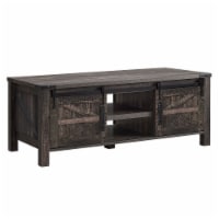 OKD Farmhouse 48 Inch Coffee Table with Sliding Barn Doors, Dark Rustic Oak
