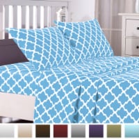Egyptian Luxury 1800 Thread Count Quatrefoil Pattern 4 Piece Bed Sheets set Blue King