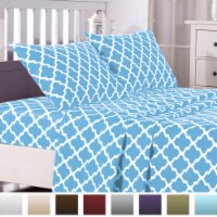 Egyptian Luxury 1800 Thread Count Quatrefoil Pattern 4 Piece Bed Sheets set Blue Full