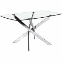 Uptown Club Viola 51.2  Contemporary Glass Top Dining Table in Silver