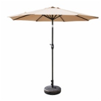 WestinTrends 9 ft. Patio Table Umbrella w/Black Round Freestanding Weight Base, Beige Perspective: Main
