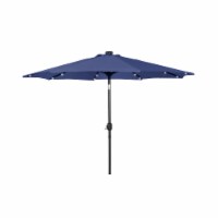 WestinTrends 9 ft. Patio Solar Power LED Lights Market Umbrella, Navy Blue Perspective: Main