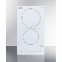 Summit Appliance CR2B23T4W 230v 2-Burner White Ceramic Glass Cooktop with Digital Controls -