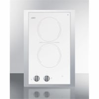 Summit Appliance CR2110WHTK15 15 in. 115v 2-Burner Cooktop Trim Kit, Ceramic Glass with Stain