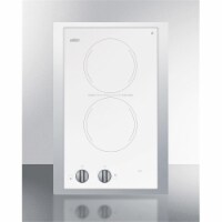 Summit Appliance CR2110WHTK15 15 in. 115v 2-Burner Cooktop Trim Kit, Ceramic Glass with Stain