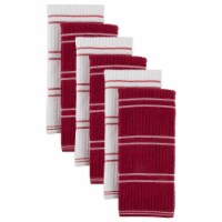 Design Imports 70202A Red Ribbed Terry Dishtowel Set - Set of 6