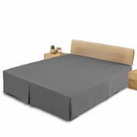 Lux Decor Collection Full Bed Skirt - 16 Inch Tailored Drop Bedding Bed Skirt, Gray