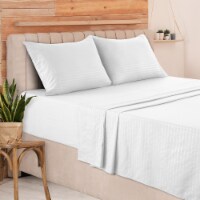 Lux Decor Collection Bed Set Deep Pocket Fitted Flat Sheet And Pillowcase King-White