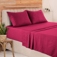 Lux Decor Collection Bed Set Deep Pocket Fitted Flat Sheet And Pillowcase King-Burgundy
