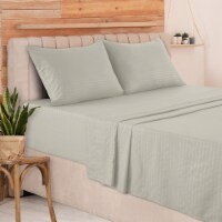 Lux Decor Collection Bed Set Deep Pocket Fitted Flat Sheet And Pillowcase King-Taupe
