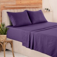 Lux Decor Collection Bed Set Deep Pocket Fitted Flat Sheet And Pillowcase King-Purple