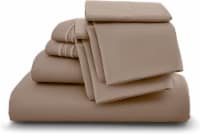 Lux Decor Collection Microfiber Queen Bed Sheets Set, 6 Pc Deep Pocket Bedding Set - Taupe