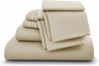 Lux Decor Collection King Sheets Set, 6 Pc Microfiber Deep Pocket Bed Sheets - Vanilla