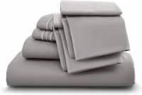 Lux Decor Collection King Sheets Set, 6 Pc Microfiber Deep Pocket Bed Sheets - Gray
