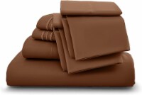 Lux Decor Collection King Sheets Set, 6 Pc Microfiber Deep Pocket Bed Sheets - Brown