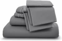 Lux Decor Collection King Sheets Set, 6 Pc Microfiber Deep Pocket Bed Sheets - Dark Gray