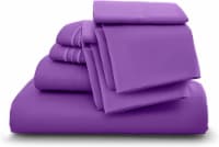 Lux Decor Collection King Sheets Set, 6 Pc Microfiber Deep Pocket Bed Sheets - Purple