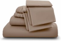 Lux Decor Collection King Sheets Set, 6 Pc Microfiber Deep Pocket Bed Sheets - Taupe