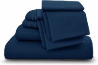 Lux Decor Collection California King Size Sheets Set - Microfiber Bedding Set - Navy Blue