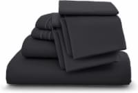 Lux Decor Collection Microfiber Queen Bed Sheets Set, 6 Pc Deep Pocket Bedding Set - Black