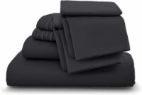Lux Decor Collection King Sheets Set, 6 Pc Microfiber Deep Pocket Bed Sheets - Black