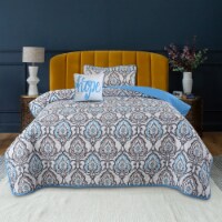 Lux Decor Collection 3 Pieces Microfiber Reversible Quilt Set(Twin-Blue Jade)